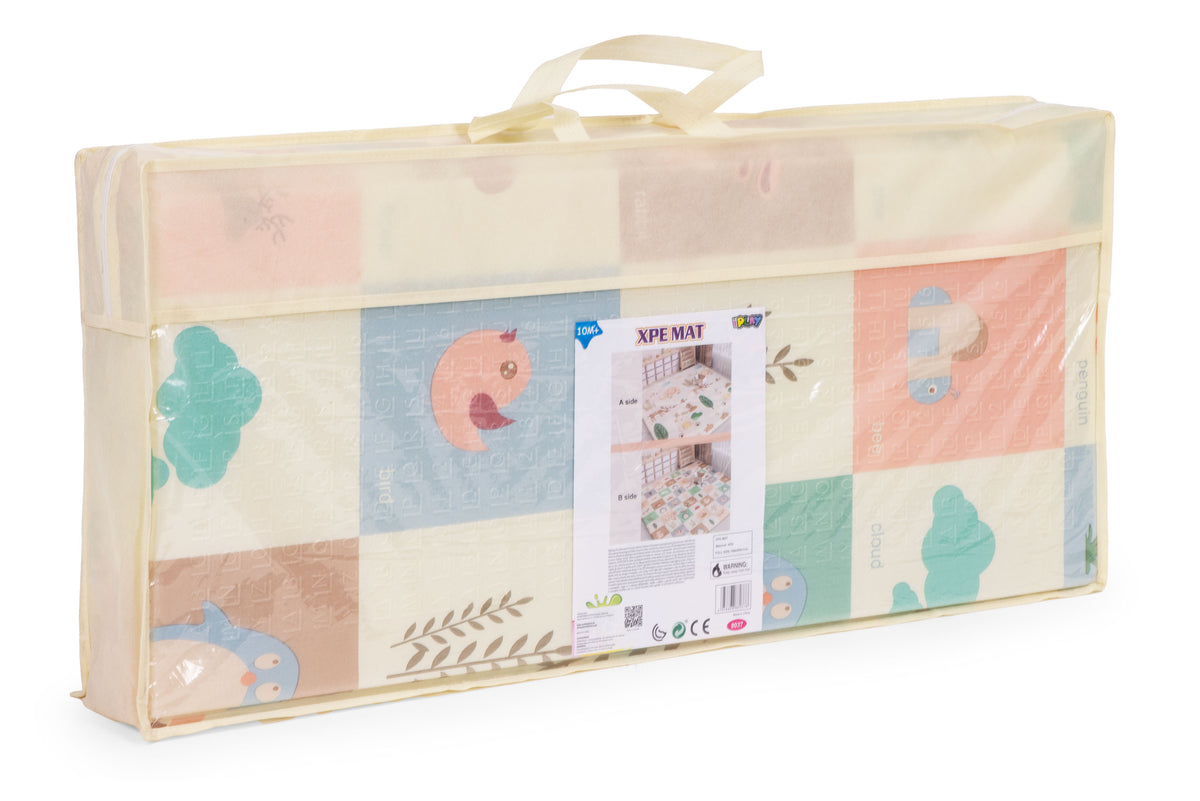 Izglītojošs divpusējs putu paklājs 200x180 cm, saliekams + soma IPLAY | EcoToys