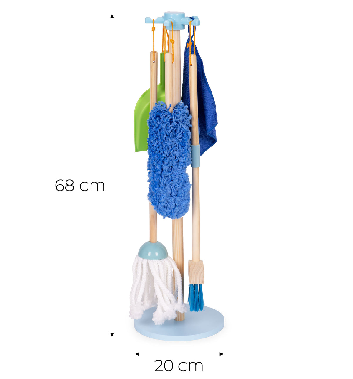 Koka bērnu tīrīšanas komplekts – mops, slota, liekšķere, 7 gab. | EcoToys