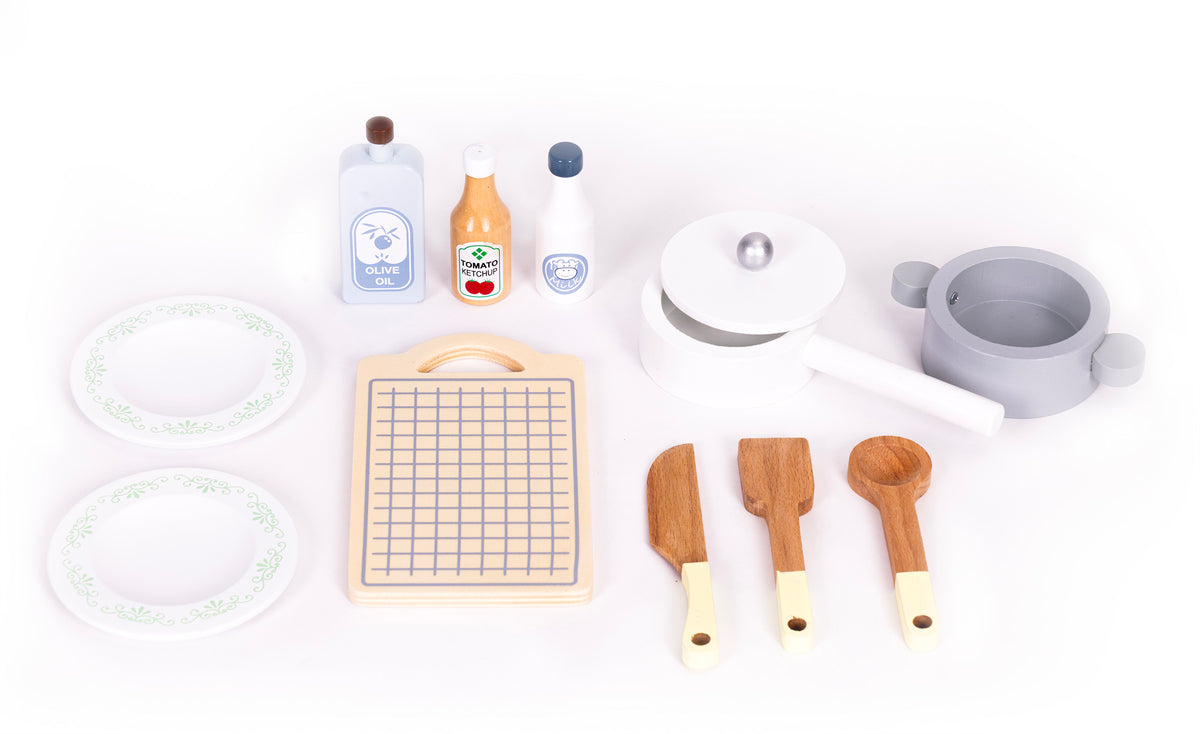 Bērnu virtuve ar cepeškrāsni, veļas mašīnu un mikroviļņu krāsni, 12 piederumi | EcoToys