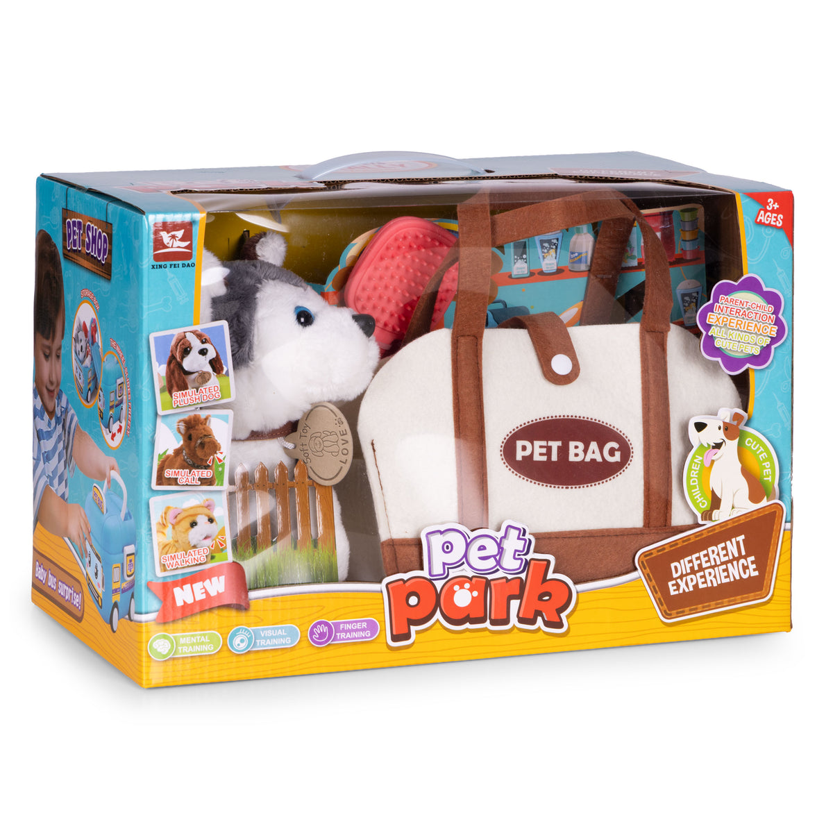 Plīša kucēns somā “Haskijs” + suku birste | EcoToys