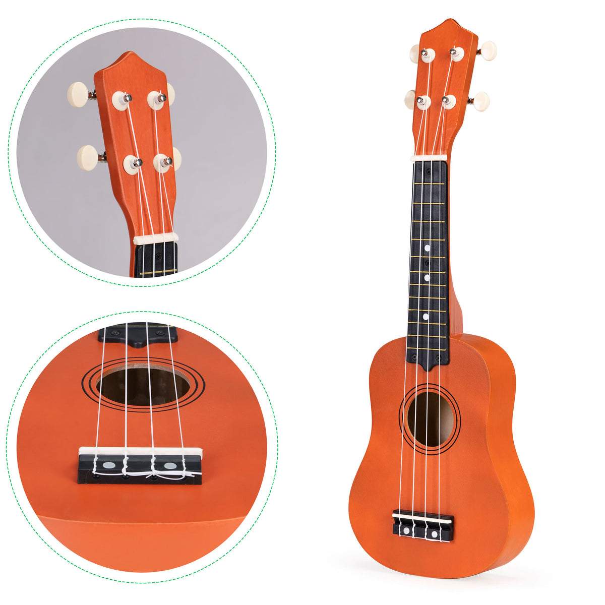 Koka ukulele bērniem, 4 neilona stīgas | EcoToys