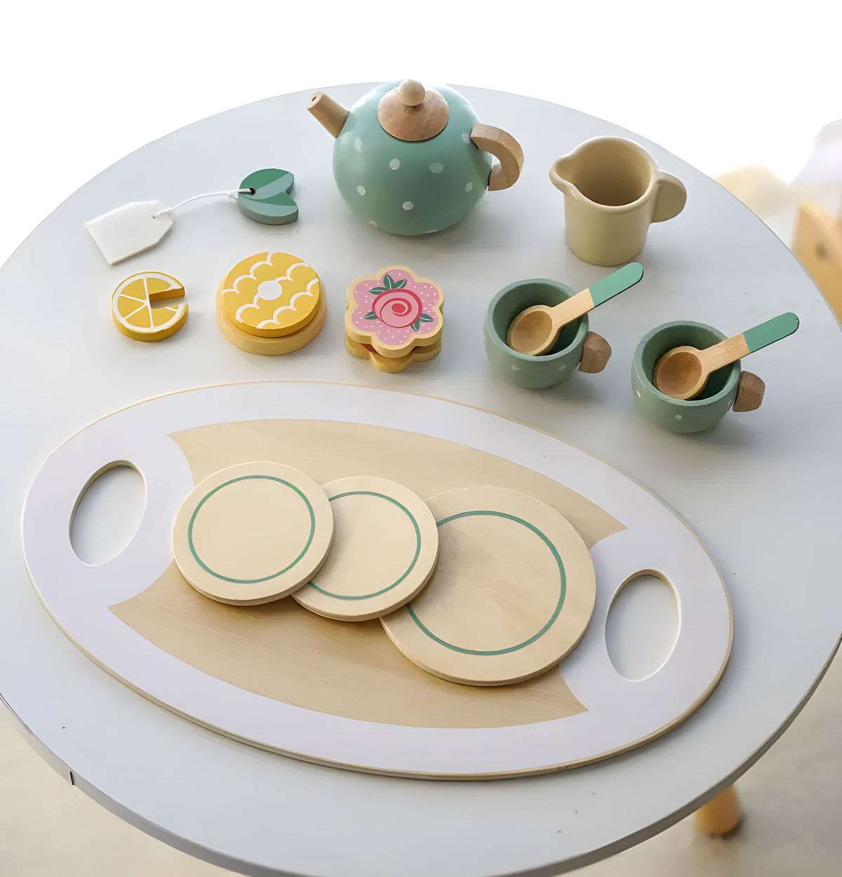 Tējas un kafijas servīze ar cepumiem, tasītēm un paplāti | EcoToys