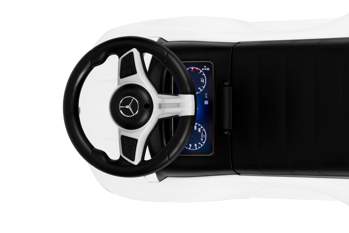 Mercedes C CLASS stumjamā mašīna ar interaktīvu stūri un skaņām, balta | EcoToys