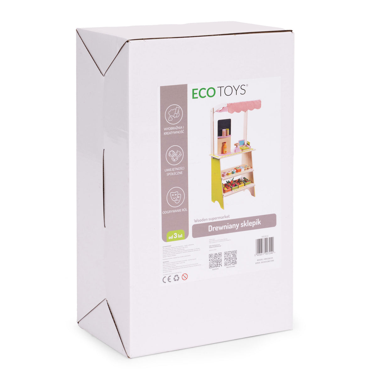 Liela koka tirgus lete bērniem ar termināli, svariem, augļiem un dārzeņiem, 20 gab. | EcoToys