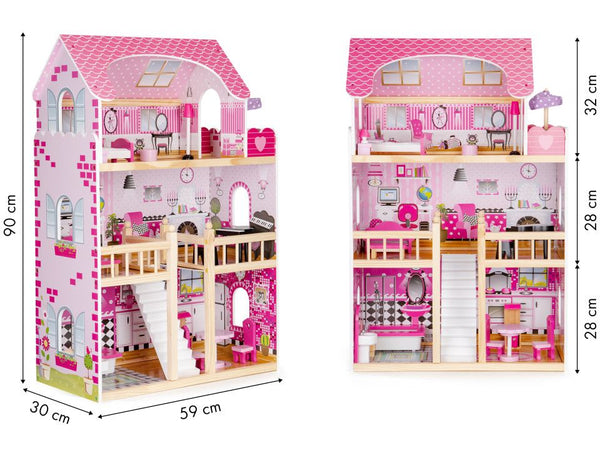 Koka leļļu māja PINK KIDS