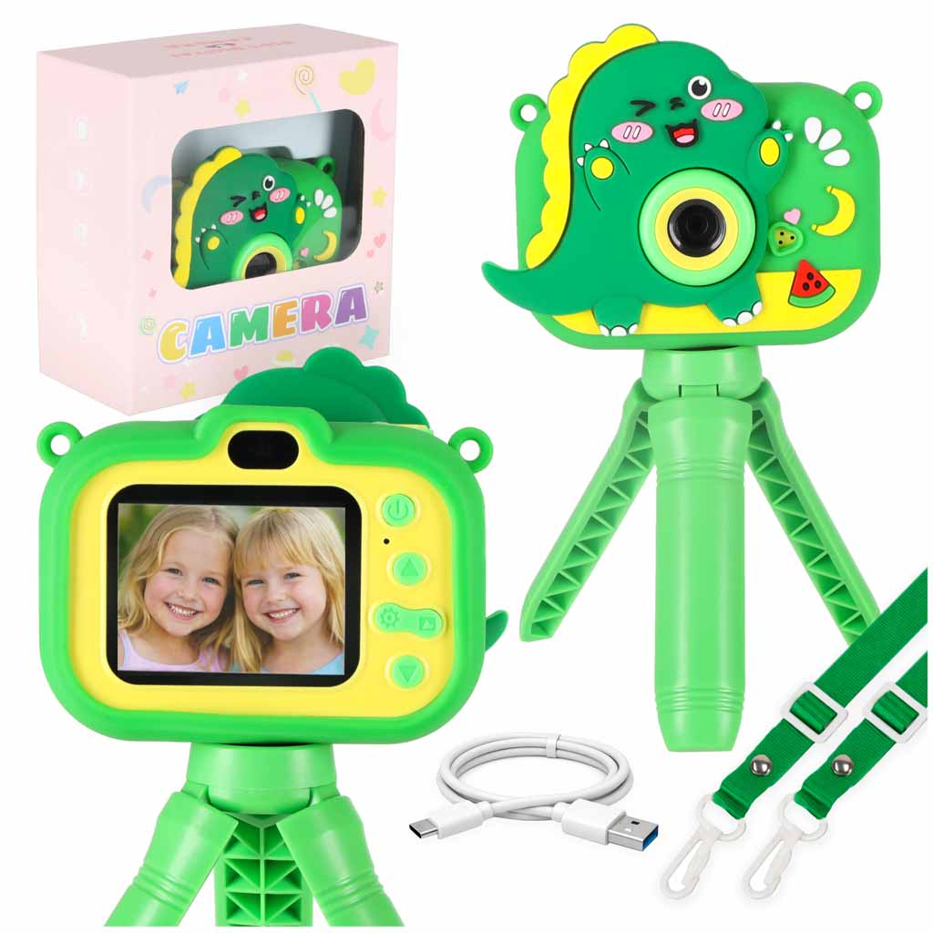 Bērnu digitālā kamera uz statīva dinozaurs zaļš | EcoToys