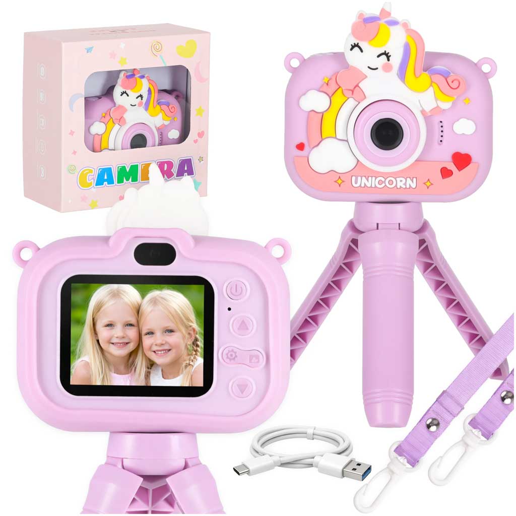 Bērnu digitālā kamera ar statīvu “Vienradzis”, violeta | EcoToys