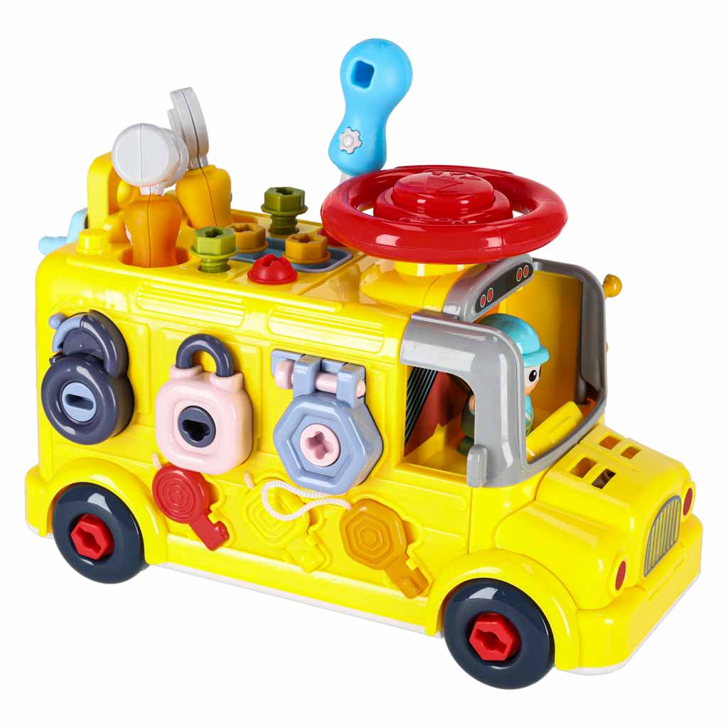 Montessori autobuss ar skrūvgriezi 6in1 – manipulāciju rotaļlieta | EcoToys