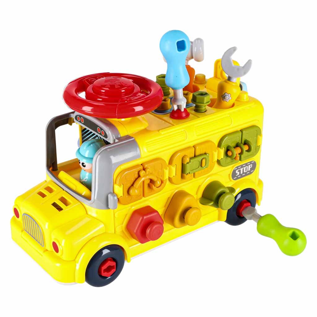 Montessori autobuss ar skrūvgriezi 6in1 – manipulāciju rotaļlieta | EcoToys