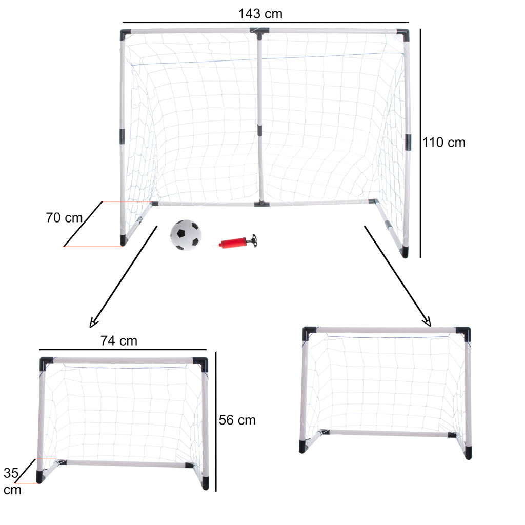 Bērnu futbola vārti 2in1 143x110x70cm | EcoToys
