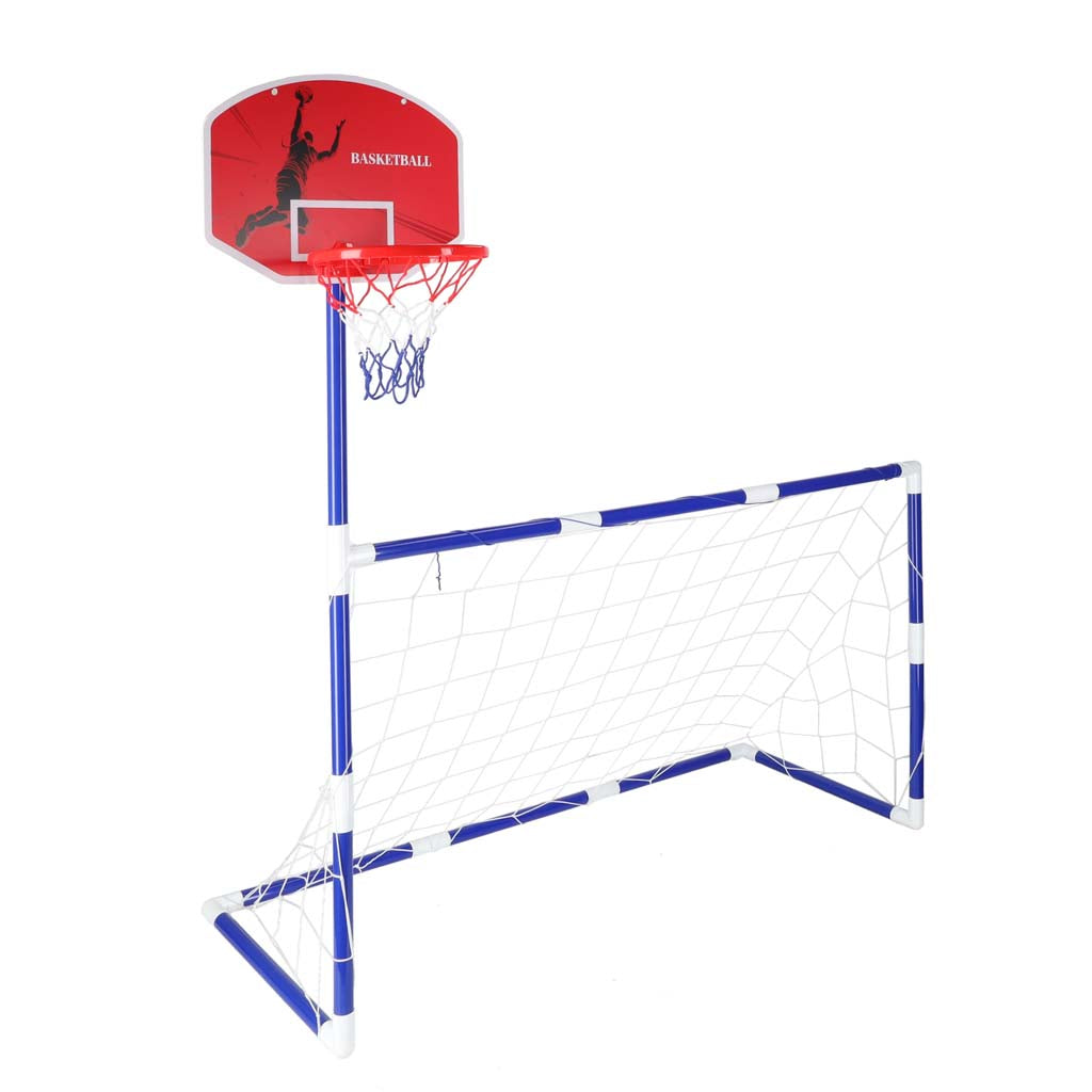 Futbola vārti un basketbola grozs 2in1 ar bumbām un sūkni | EcoToys