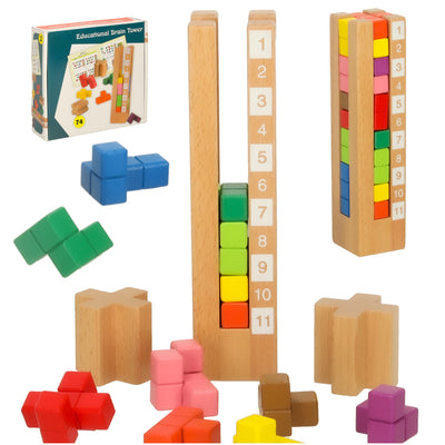 Izglītojoši koka klucīši Montessori puzle krāsaina