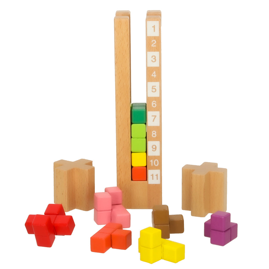 Izglītojoši koka klucīši Montessori puzle krāsaina