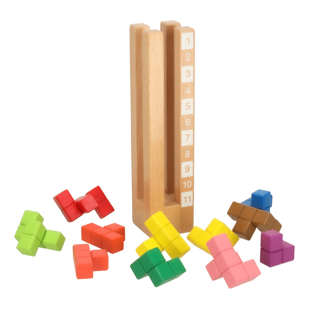 Izglītojoši koka klucīši Montessori puzle krāsaina