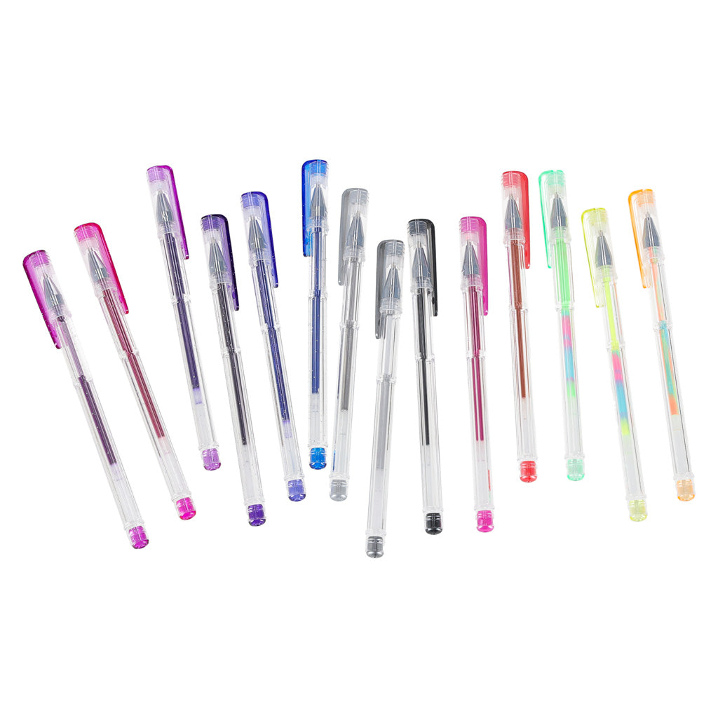 Krāsainas želejas pildspalvas futrālī 100 gab. + 100 uzpildes flakoni | EcoToys