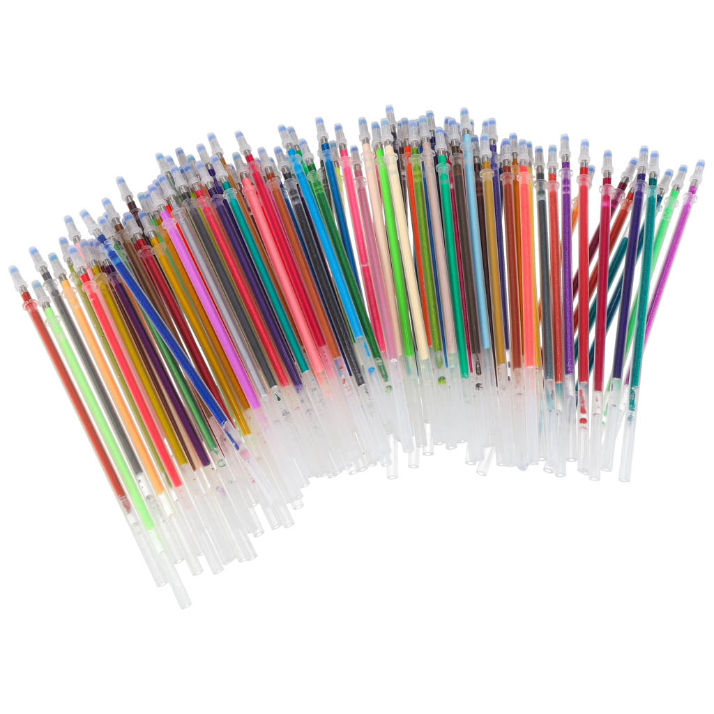 Krāsainas želejas pildspalvas futrālī 100 gab. + 100 uzpildes flakoni | EcoToys