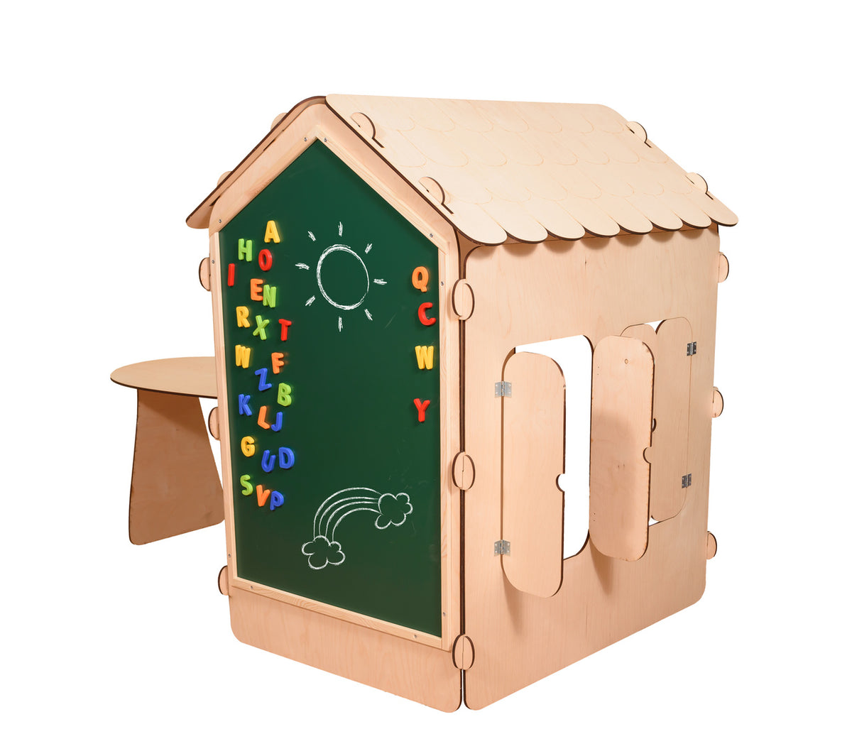 Koka bērnu māja ar tāfeli un galdu | EcoToys