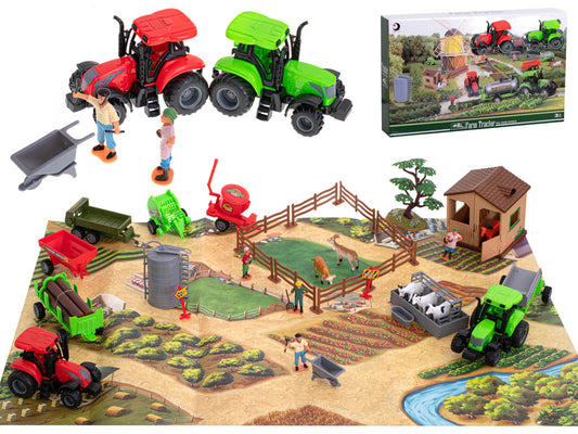 Lauku sēta ar dzīvniekiem, traktoriem un tehniku, 49 el. | EcoToys