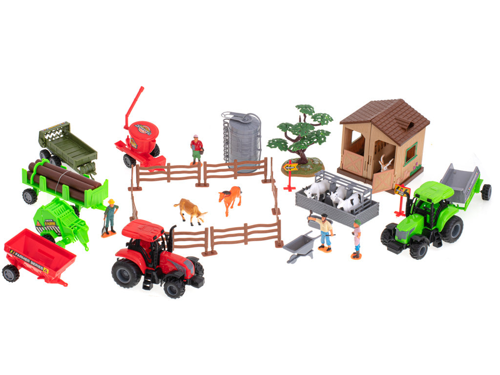 Lauku sēta ar dzīvniekiem, traktoriem un tehniku, 49 el. | EcoToys