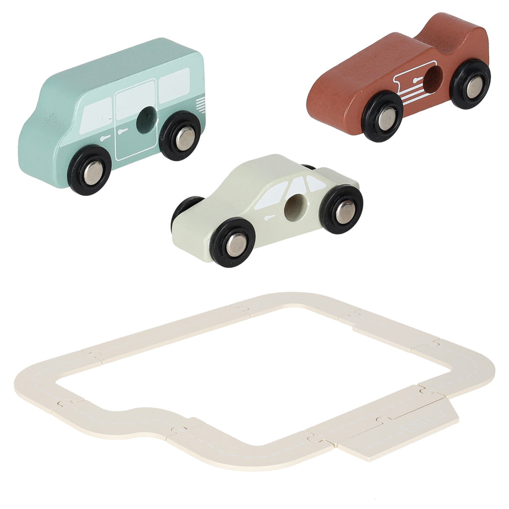 Koka garāža autostāvvieta divstāvu degvielas uzpildes stacija | EcoToys