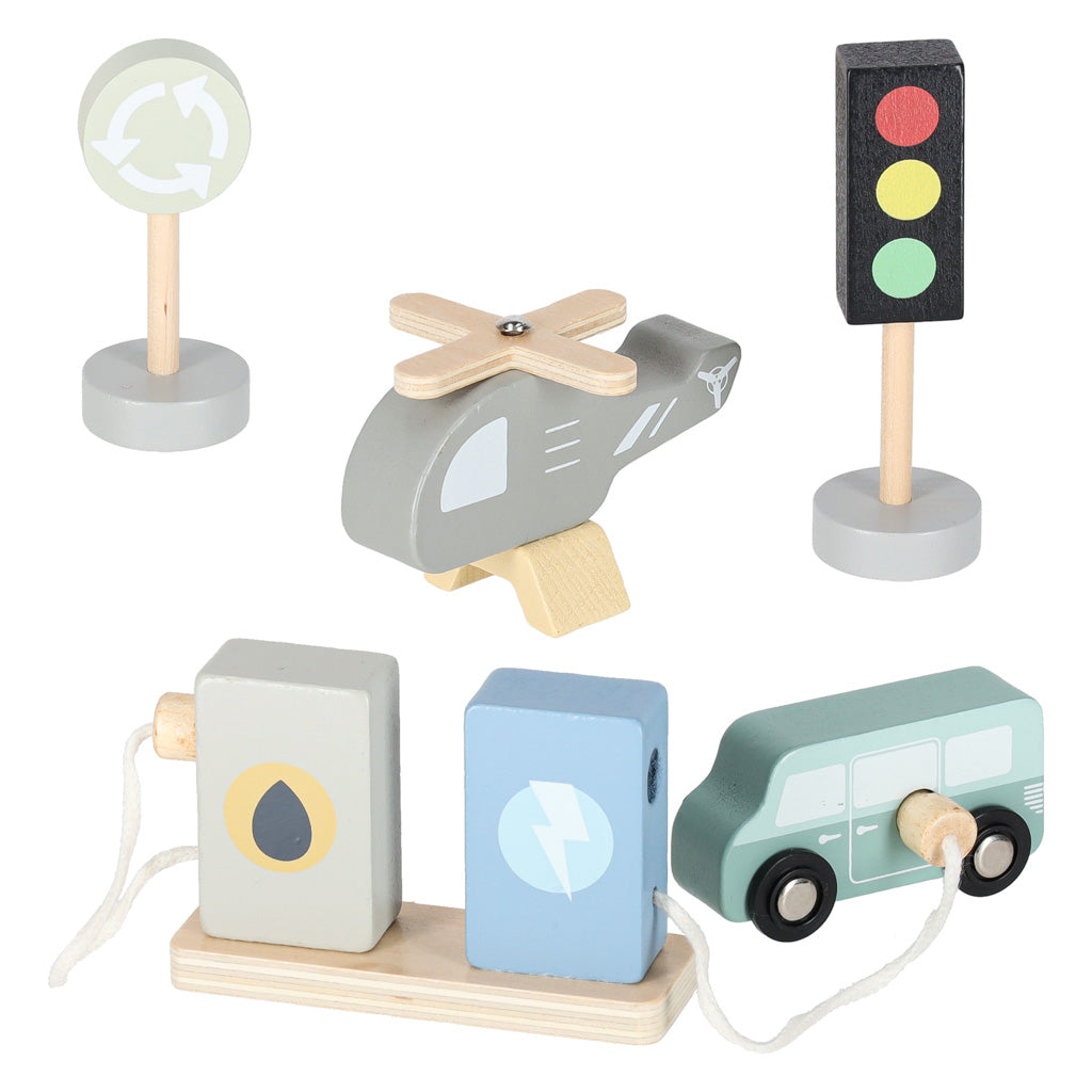 Koka garāža autostāvvieta divstāvu degvielas uzpildes stacija | EcoToys