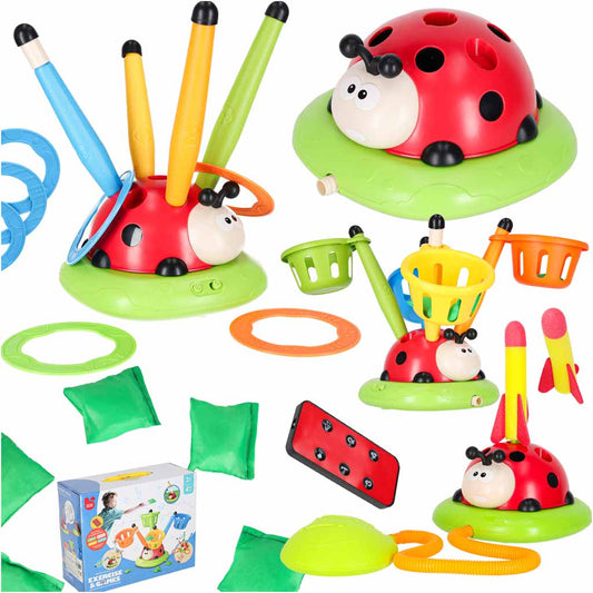 Lēkšanas un mērķa metiena spēle bērniem “Mārīte” 4in1 | EcoToys