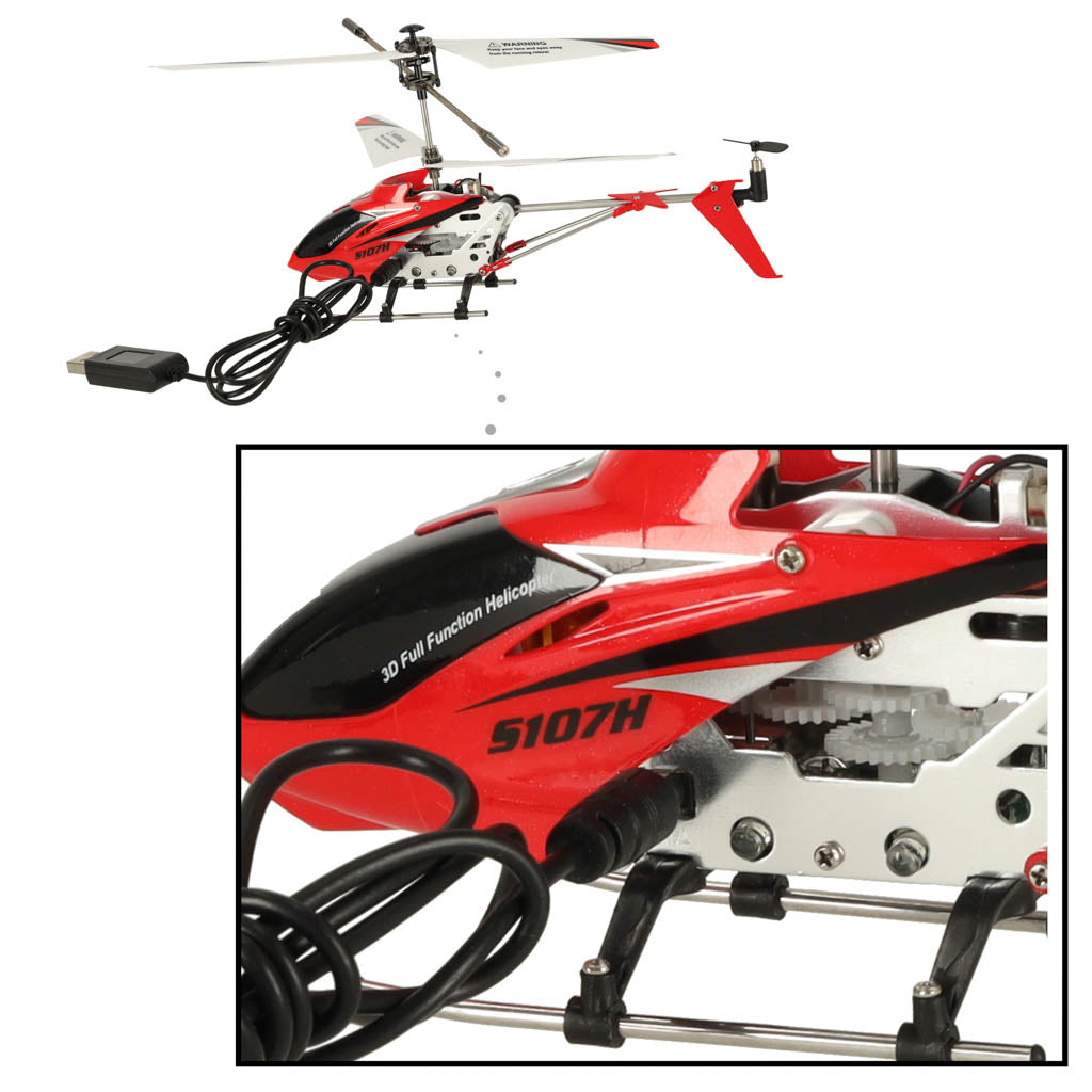 Tālvadības helikopters Syma S107H ar LED, 2,4 GHz, sarkans | EcoToys