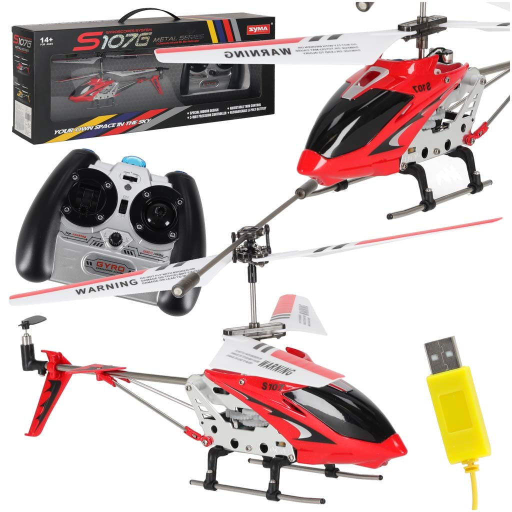 Tālvadības helikopters Syma S107G Metal ar žiroskopu, sarkans | EcoToys