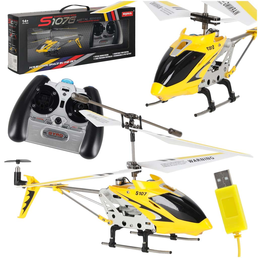 Tālvadības helikopters Syma S107G Metal ar žiroskopu, dzeltens | EcoToys