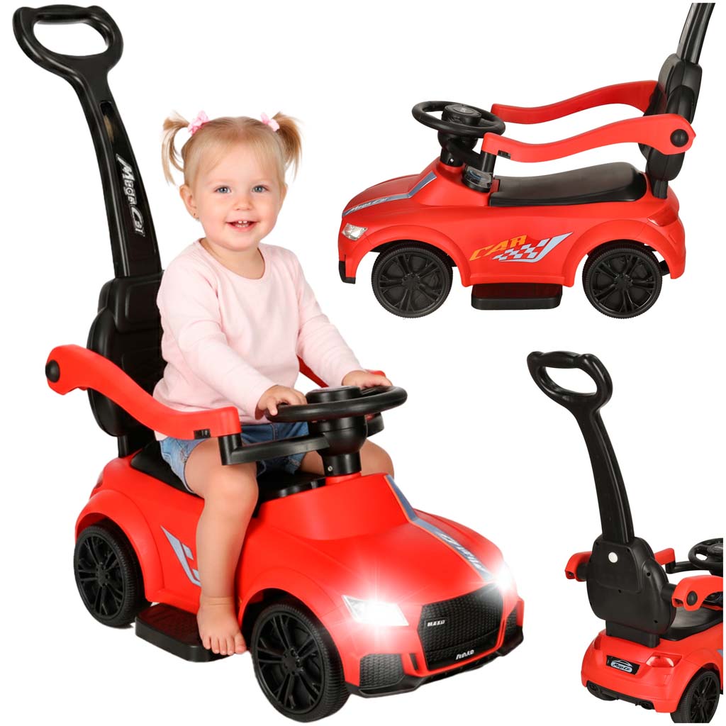 3-in-1 auto ratiņi ar skaņu, gaismām, sarkanā krāsā | EcoToys