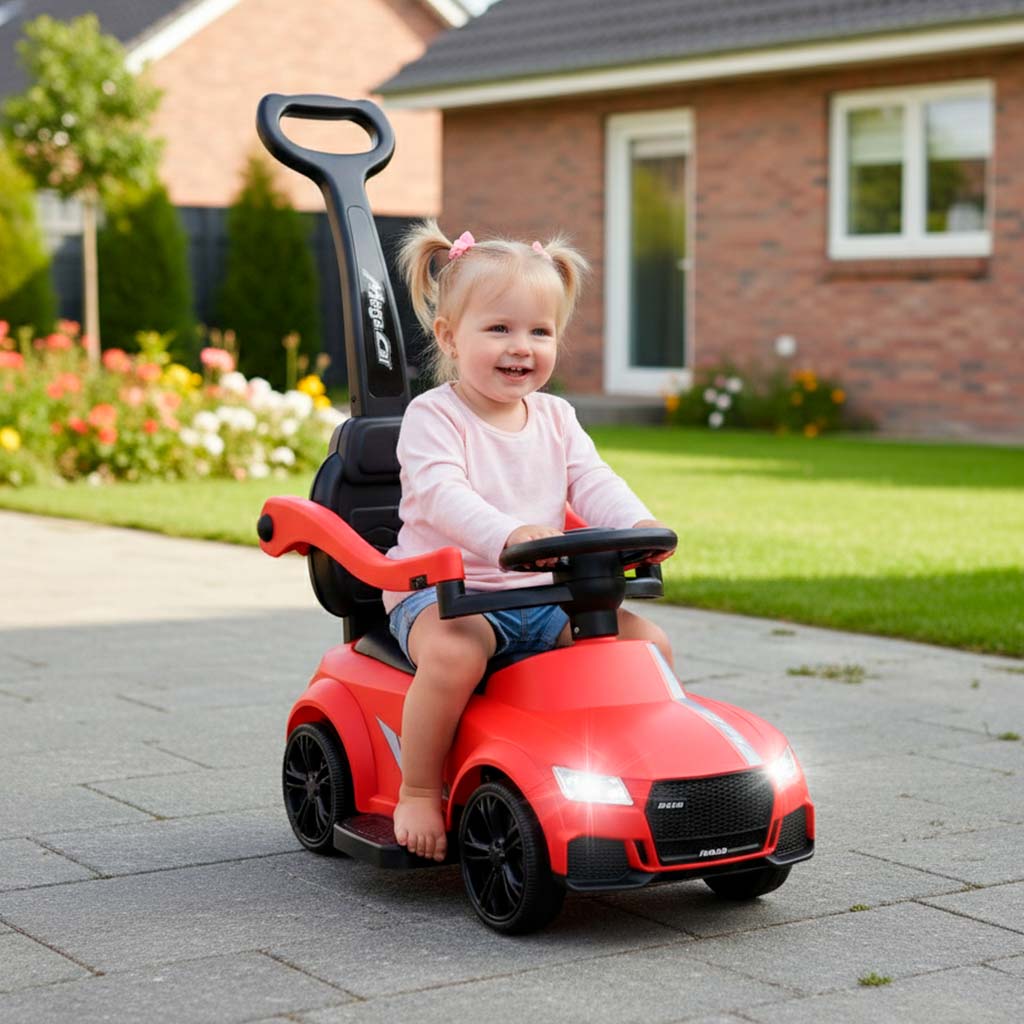 3-in-1 auto ratiņi ar skaņu, gaismām, sarkanā krāsā | EcoToys
