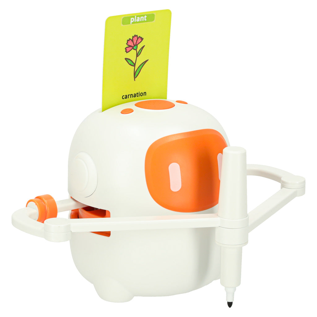 Interaktīvs robots, kas māca zīmēt un rakstīt, ar kartītēm un marķieriem, oranžs | EcoToys
