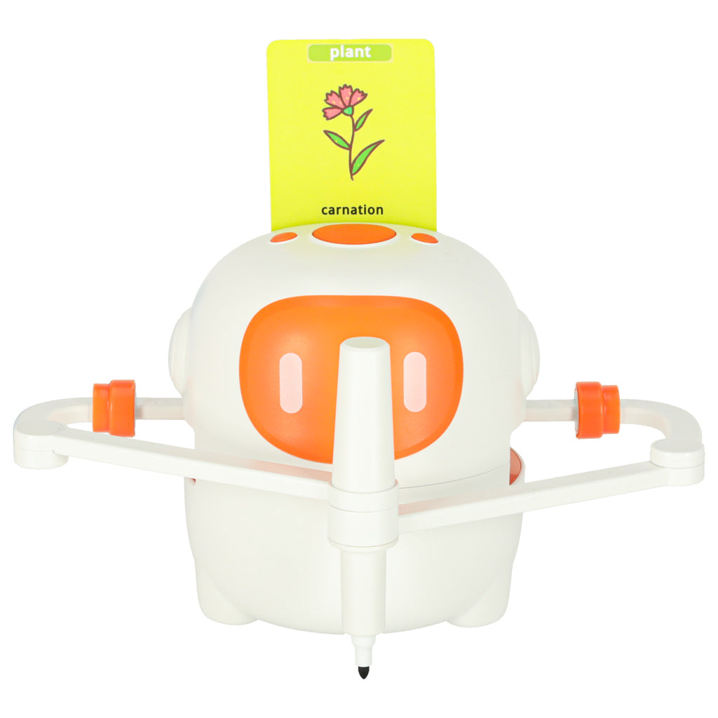 Interaktīvs robots, kas māca zīmēt un rakstīt, ar kartītēm un marķieriem, oranžs | EcoToys