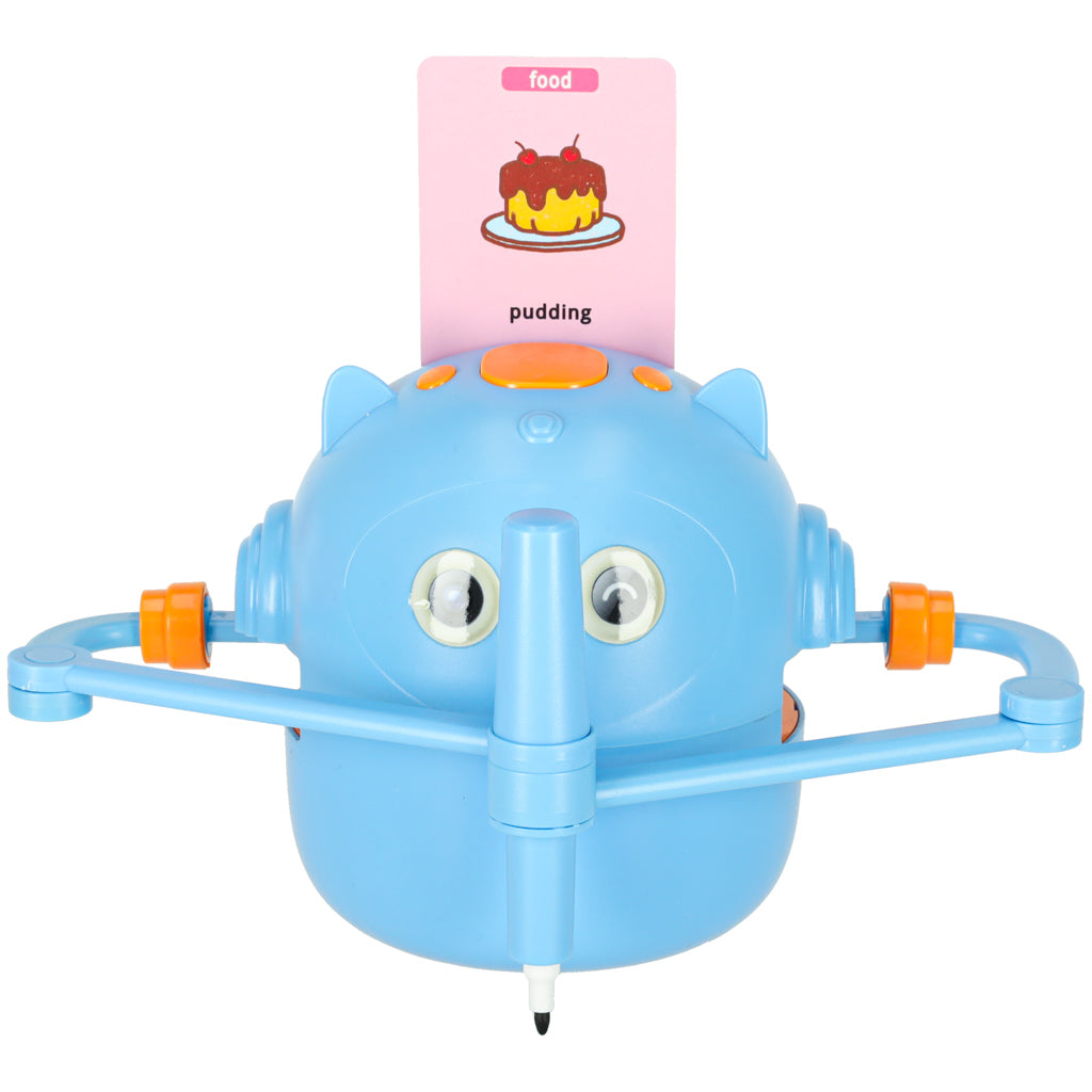Interaktīvs robots, kas māca zīmēt un rakstīt, ar kartītēm un marķieriem, zils | EcoToys