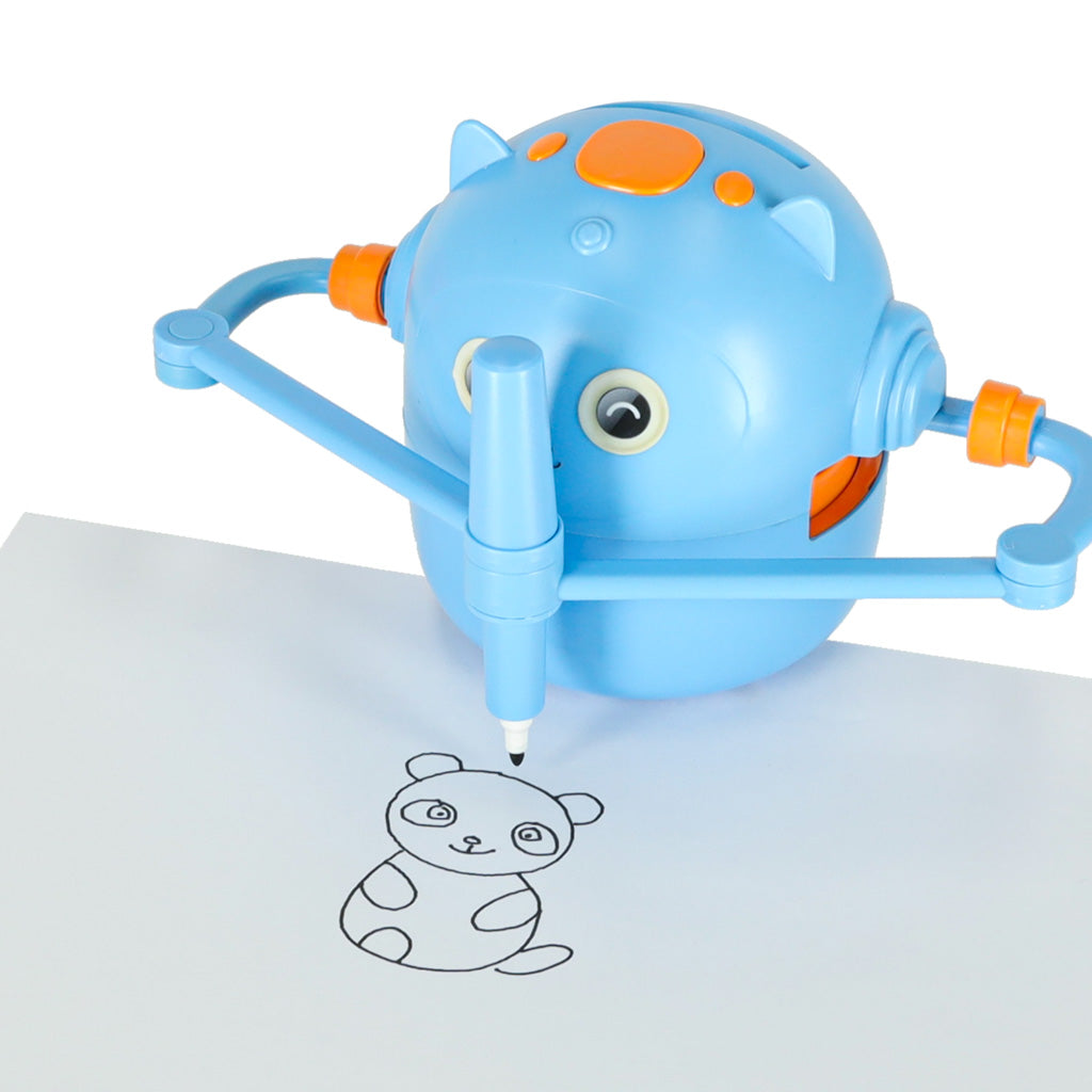 Interaktīvs robots, kas māca zīmēt un rakstīt, ar kartītēm un marķieriem, zils | EcoToys