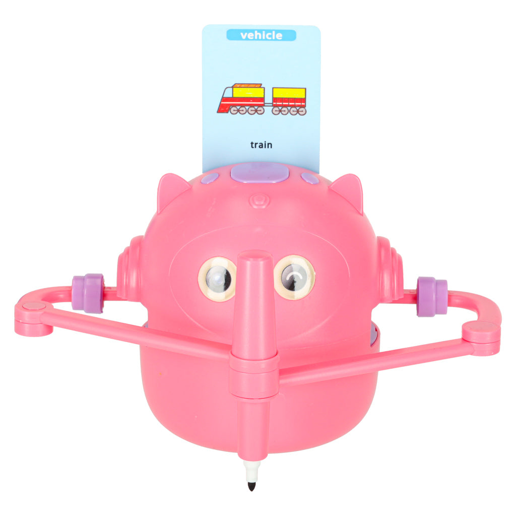 Interaktīvs robots, kas māca zīmēt un rakstīt, ar kartītēm un marķieriem, rozā | EcoToys