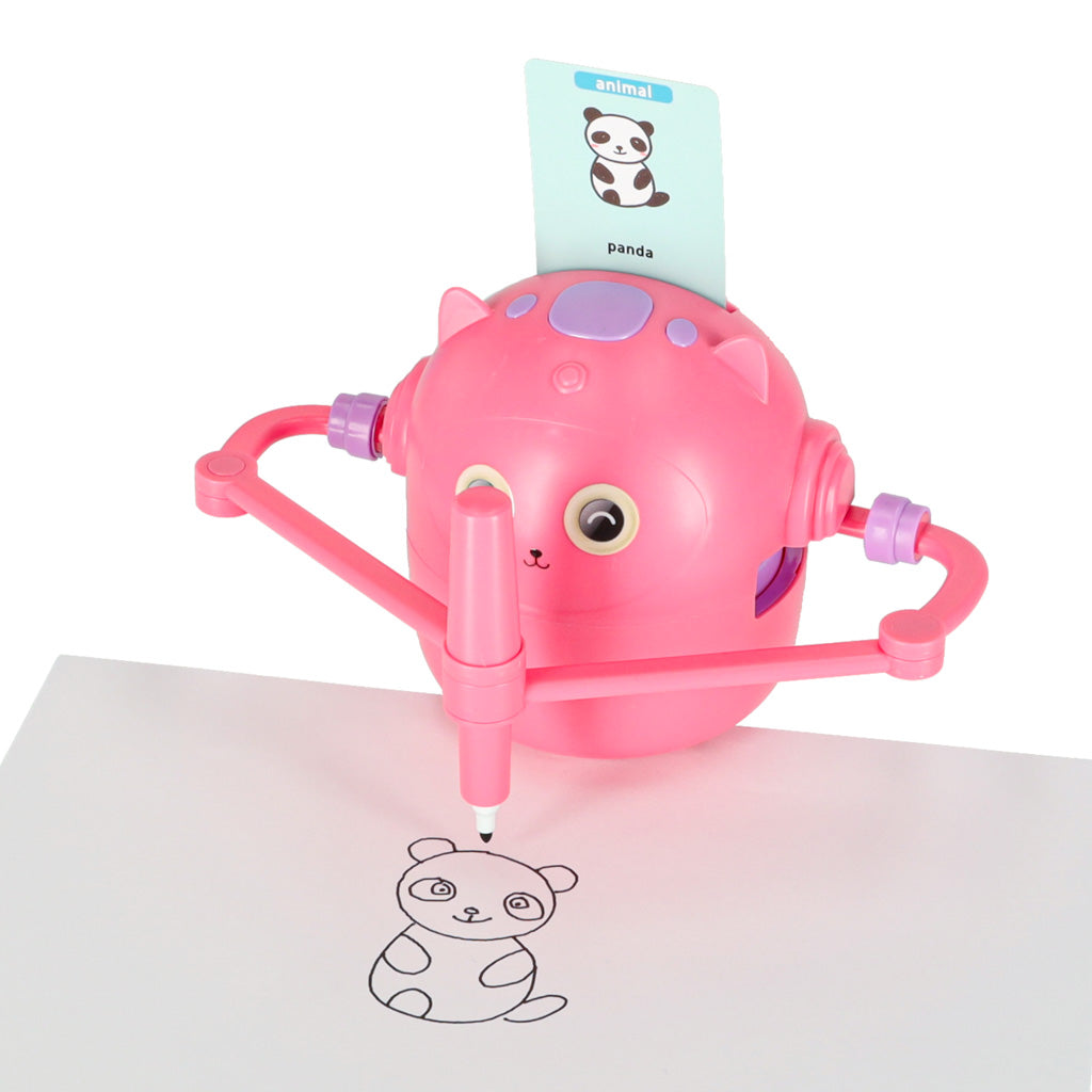 Interaktīvs robots, kas māca zīmēt un rakstīt, ar kartītēm un marķieriem, rozā | EcoToys