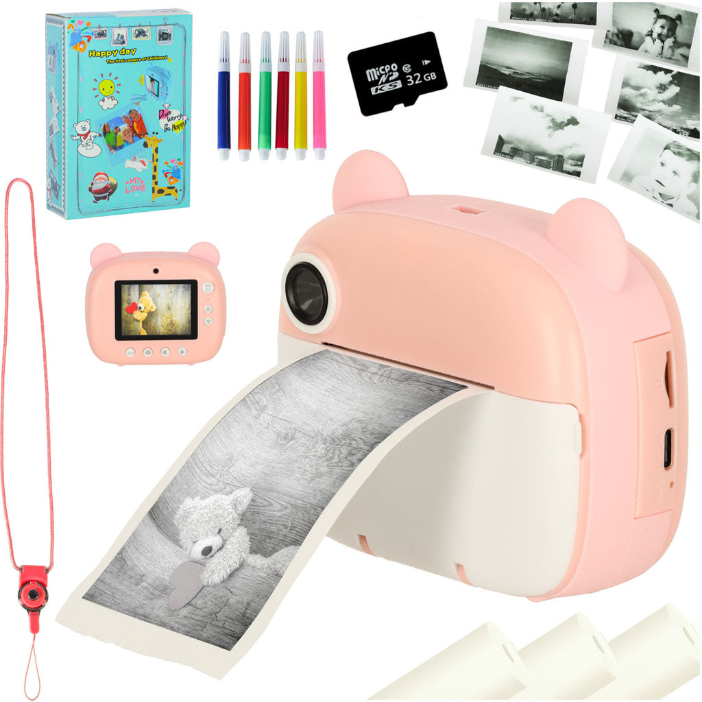 Bērnu momentkameras lācītis rozā krāsā | EcoToys