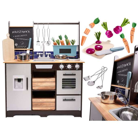 Koka virtuve bērniem ar piederumiem LOFT XXL 96cm | EcoToys