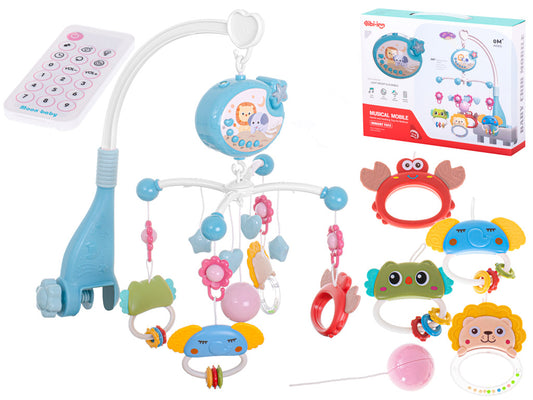 Muzikālais karuselis gultiņai ar zvaigžņu projektoru un pulti, zils | EcoToys