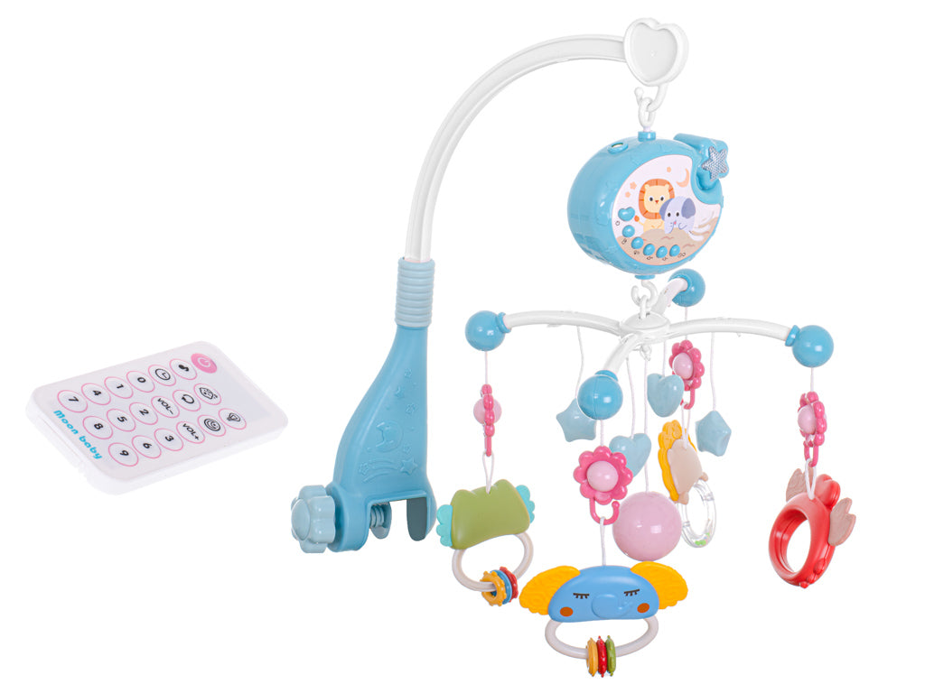 Muzikālais karuselis gultiņai ar zvaigžņu projektoru un pulti, zils | EcoToys