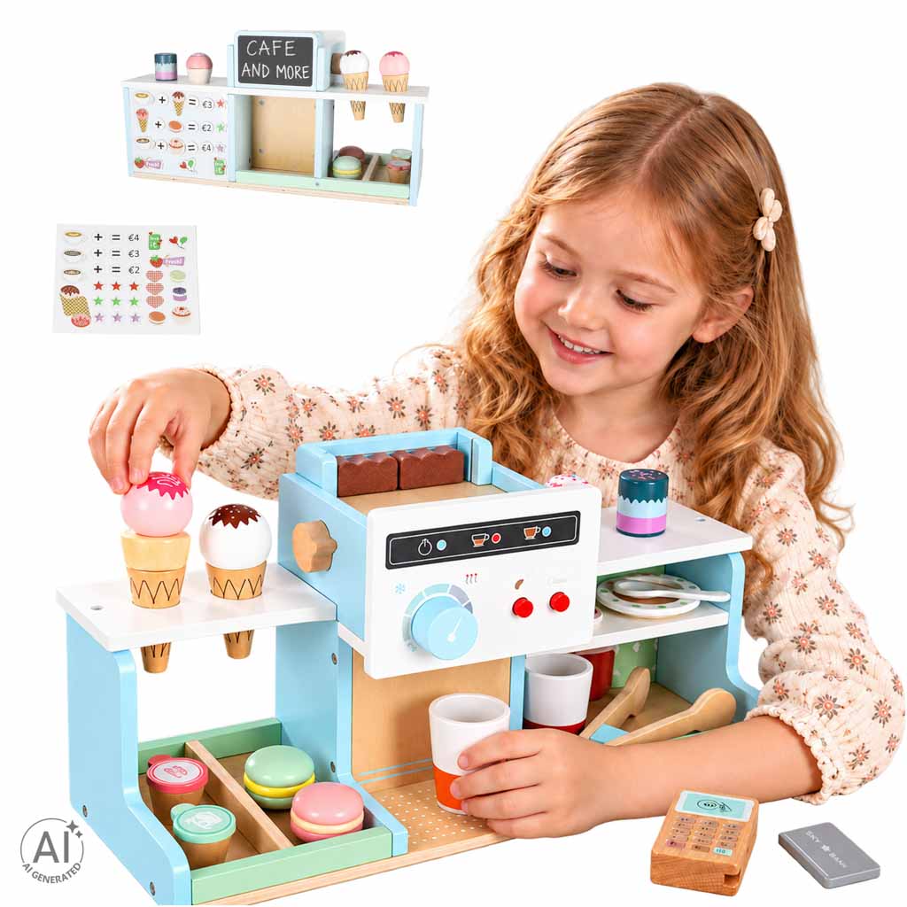 Koka kafejnīca un konditoreja bērniem ar kafijas automātu un desertiem | EcoToys