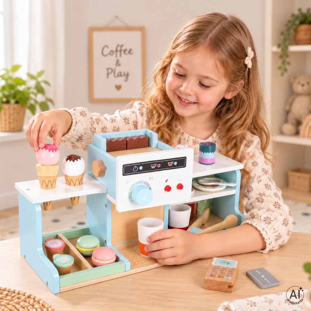 Koka kafejnīca un konditoreja bērniem ar kafijas automātu un desertiem | EcoToys