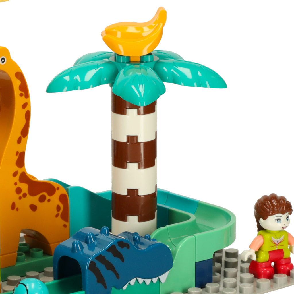 Radošie bloki dinozauru parka bumbiņu trase 147sz | EcoToys