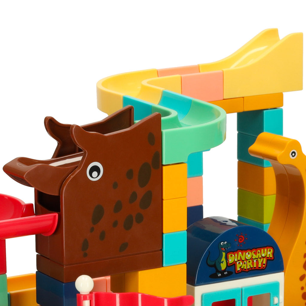 Radošie bloki dinozauru parka bumbiņu trase 147sz | EcoToys
