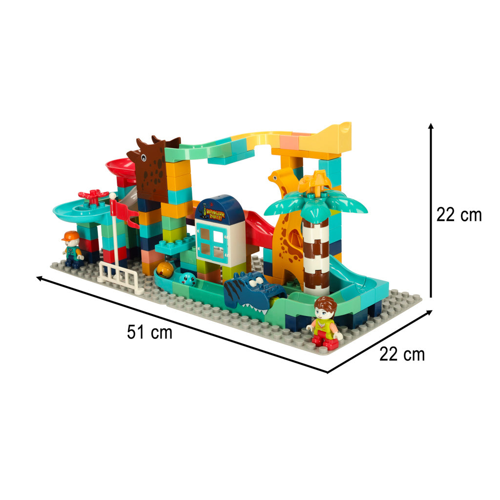 Radošie bloki dinozauru parka bumbiņu trase 147sz | EcoToys