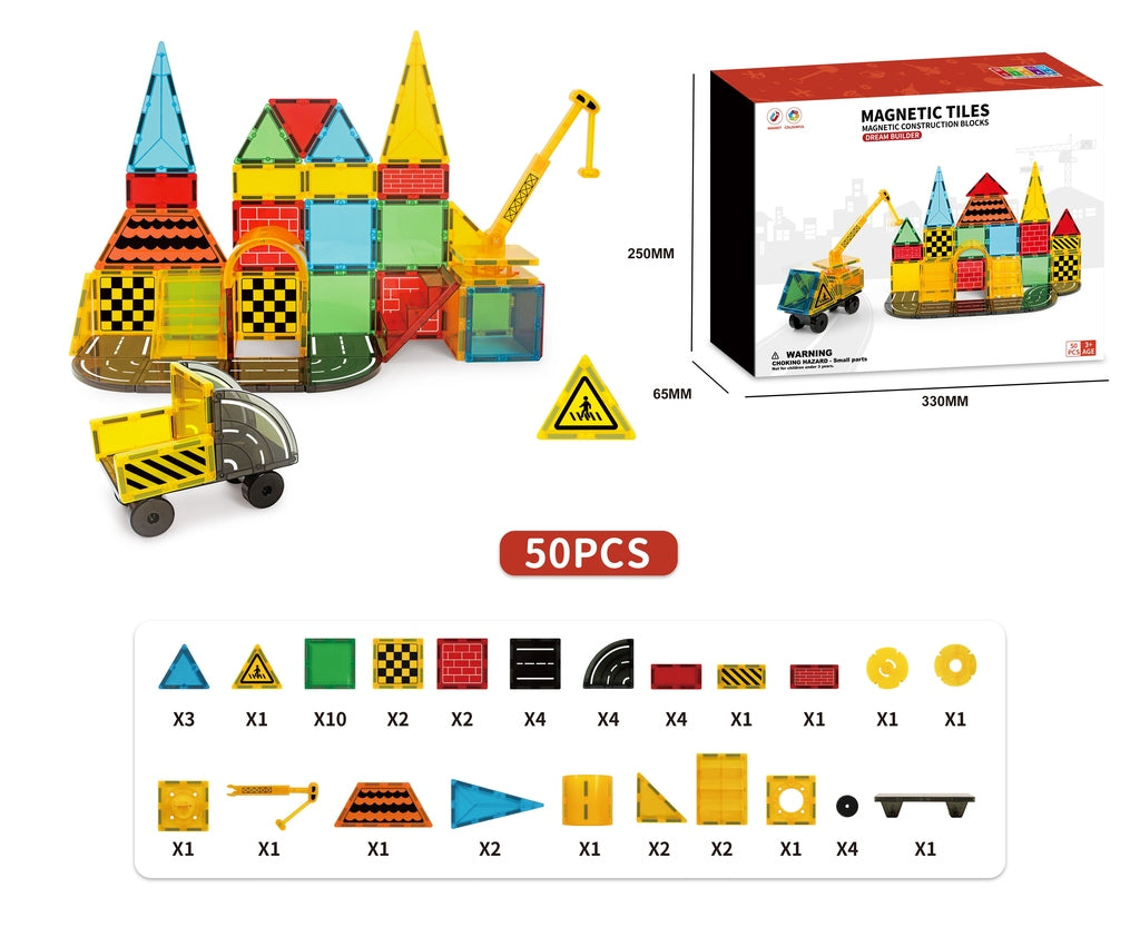 3D būvniecības magnētiskie ķieģeļi 50 elementi | EcoToys