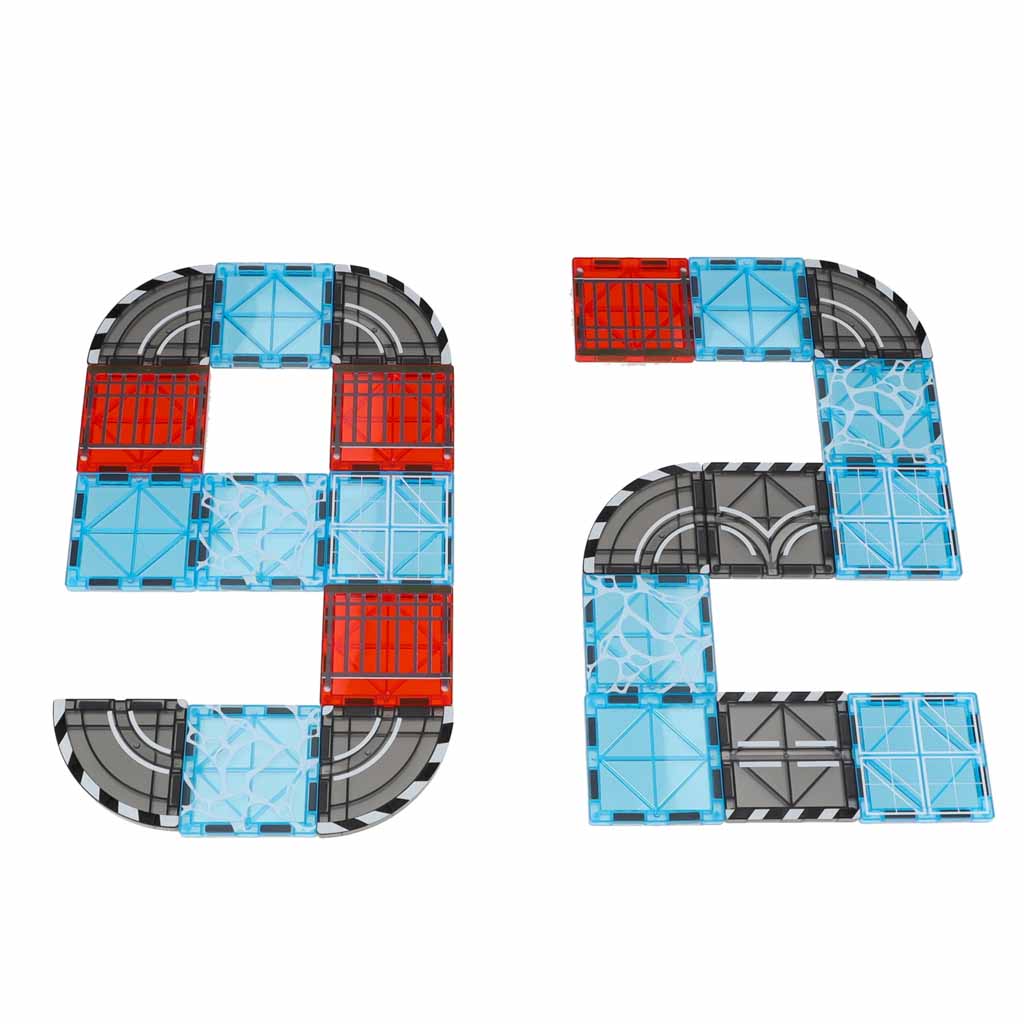 3D magnētiskie konstruktoru klucīši „Pilsēta un automašīnas“ – 91 detaļa | EcoToys