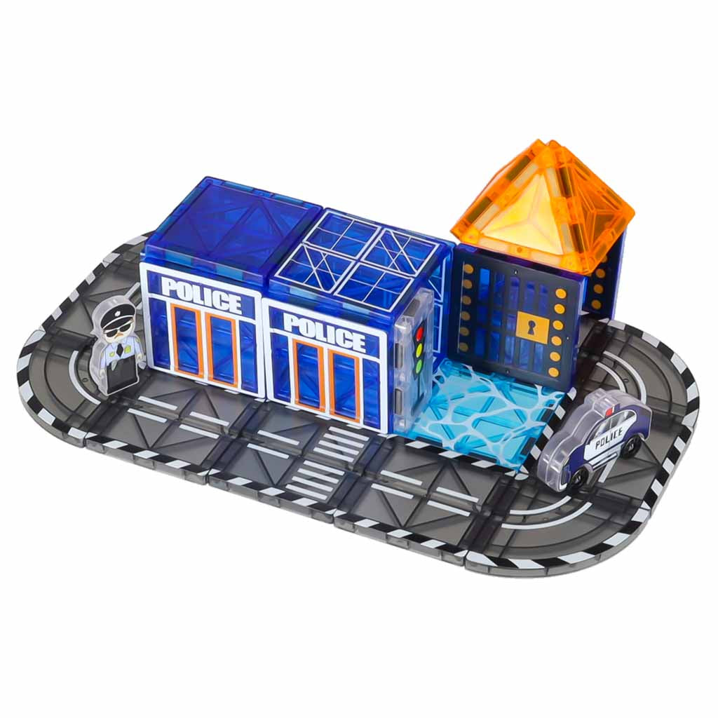 3D magnētiskie konstruktoru klucīši „Policijas automašīnas“ – 91 detaļa | EcoToys