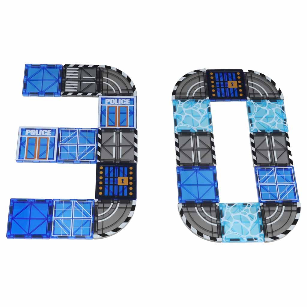 3D magnētiskie konstruktoru klucīši „Policijas automašīnas“ – 91 detaļa | EcoToys
